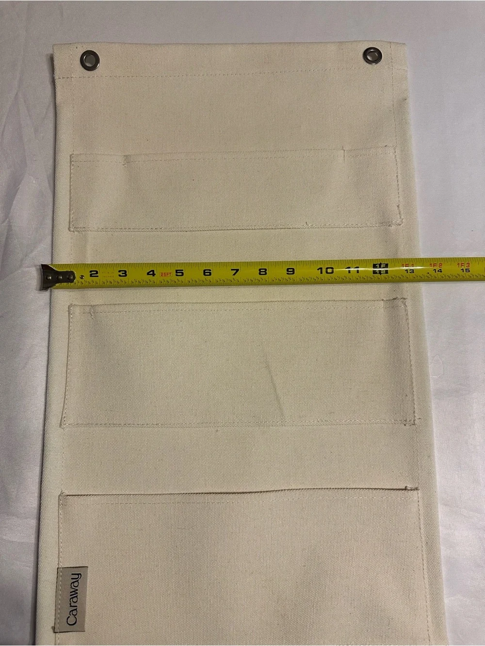 Caraway Pot Lid Cream Canvas Hanging Organizer with 3 Pockets
